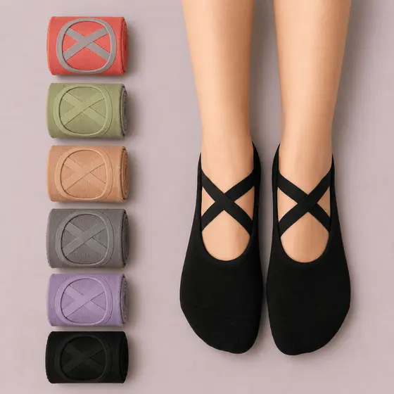 Kit 6 Meias Sapatilha Antiderrapante Feminina Adulto Com Elástico Confortável e Segura Para Yoga Pilates