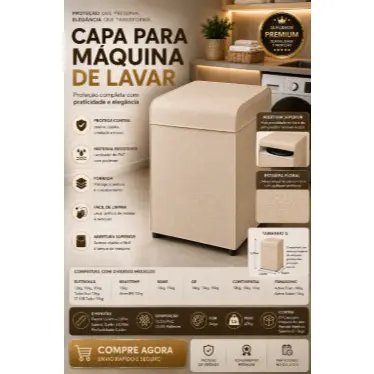 Capa Resistente Protecao Impermeavel Abertura Superior Maquina Lavar Bege