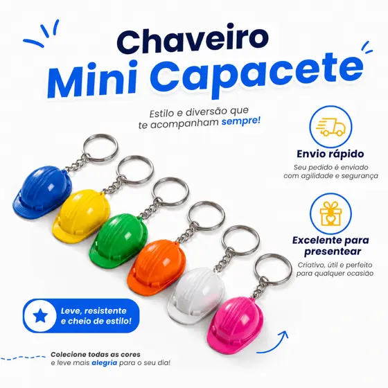 Kit Chaveiro Mini Capacete Premium - Engenharia e Obras