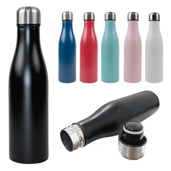 GARRAFA SQUEEZE DE INOX COM TAMPA COLORS FOSCO 750ML