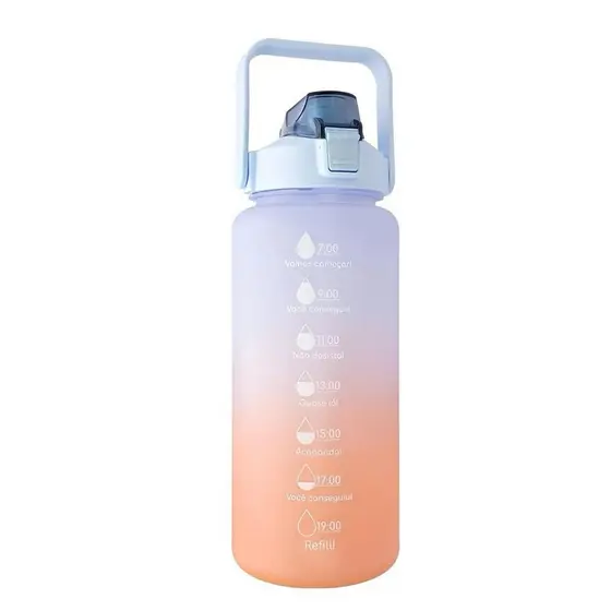 GARRAFA SQUEEZE DE PLASTICO AS EMBORRACHADO MOTIVACIONAL COM CANUDO + ADESIVO WEEZE 2000ML (2 LITROS)