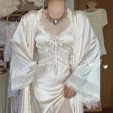 2024 Novo estilo doce macio ceroso < Downton Manor > Camisola francesa retrô sedosa e adequada para a pele, roupa para c