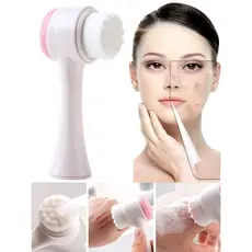 Escova de Limpeza Facial 2 em 1 Esponja Cerdas Macias Ponta Dupla de Silicone Esfoliante Aparelho Massagem
