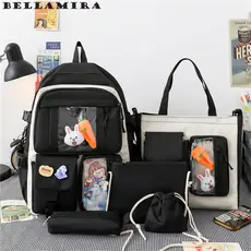 Kit 5/4 Mochila Escolar Multifuncional Escolar Grande Capacidade De Bolsa De Mão Tecido De Nylon Resiste