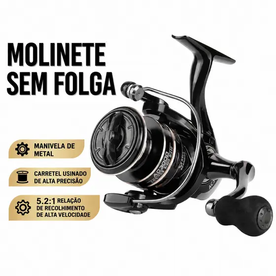 Molinete De Pesca De Metal EVA AC1000-7000 Max Arraste 12kg Cana Em Água Salgada