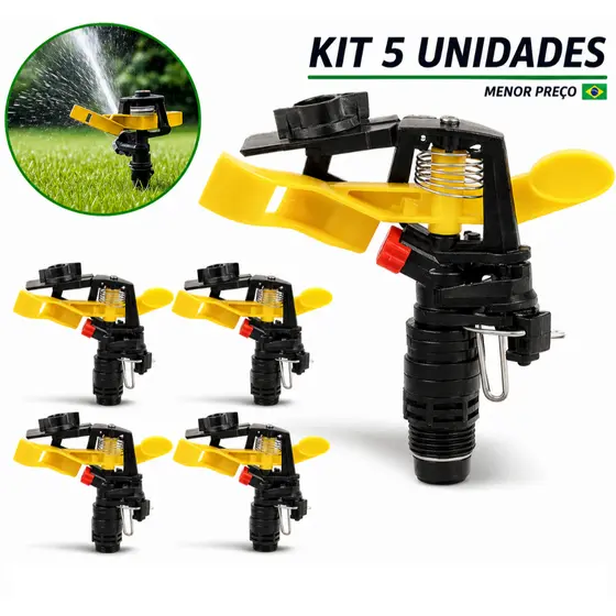 Kit até 5 Aspersor de Irrigação Setorial 360 ° de Rotação Automática - Oferta