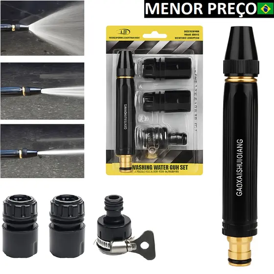 Bico de Alta Pressão para Mangueira Ajustável 3 em 1 Esguicho de Água Irrigação Jardim - Oferta