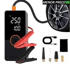 Bomba de Encher Pneu Portátil 4 em 1 Compressor de Ar Bateria Calibrador de Carro Auto - Oferta Relâmpago