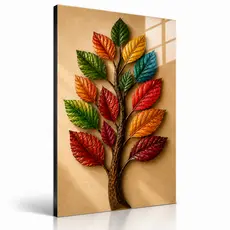 Quadro Decorativo Árvore de Folhas Boho Bege MDF Sala Quarto Escritório Arte nova Atualizada