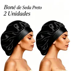 Touca/Gorro de Dormir de Cetim com Aba Faixa Larga Gigante Cabelo Anti Frizz Toca Head