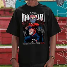 Camiseta Básica e Oversized Unissex Yuji Itadori Geek Arte Anime Manga Jujutsu Mode