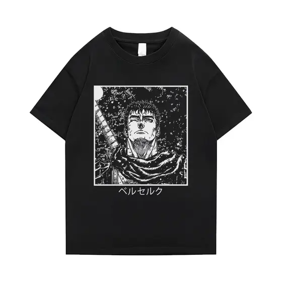 Camiseta Basica Camisa Berserk Chuva Mercenario Guts Falcao Negro Sacrifio Anime Unissex