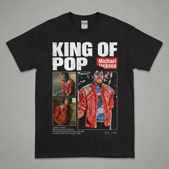 Camiseta Masculina Feminina Oversized Estampa King of Pop Michael Jackson Beat It 1983 Streetwear T-shirt Moda Urbana