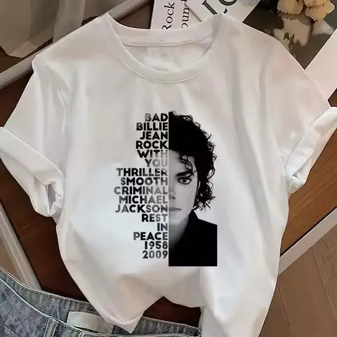 Camiseta Masculina Feminina Oversized Estampa Michael Jackson Hits e Memorial Streetwear T-shirt