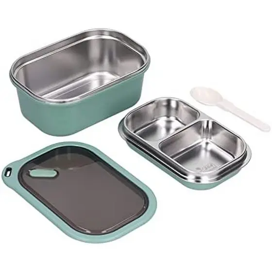 Lancheira 1200ml Lancheira de comida quente e fria de 2 camadas com colher Lancheira Bento portátil para adultos Armazen
