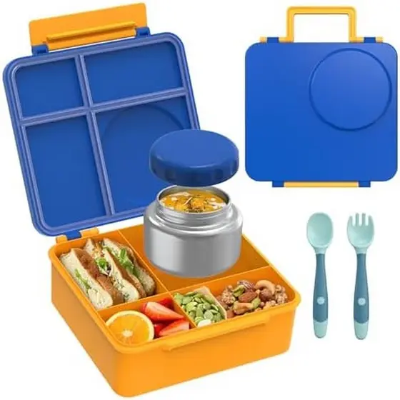 Conjunto de lancheira infantil 8 onças (cerca de 226.8 g) Lancheira à prova de vazamento com isolamento de sopa, com 4 c