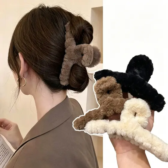 Peluche 11cm Grampo De Cabelo Grande De Menina Peludo Acessório Feminino