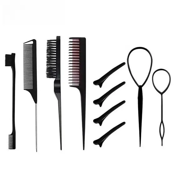 Kit 3/10 Pentes Para Trança + Presilhas Bico de Pato, Ferramentas Penteado Fácil Para Cabelo