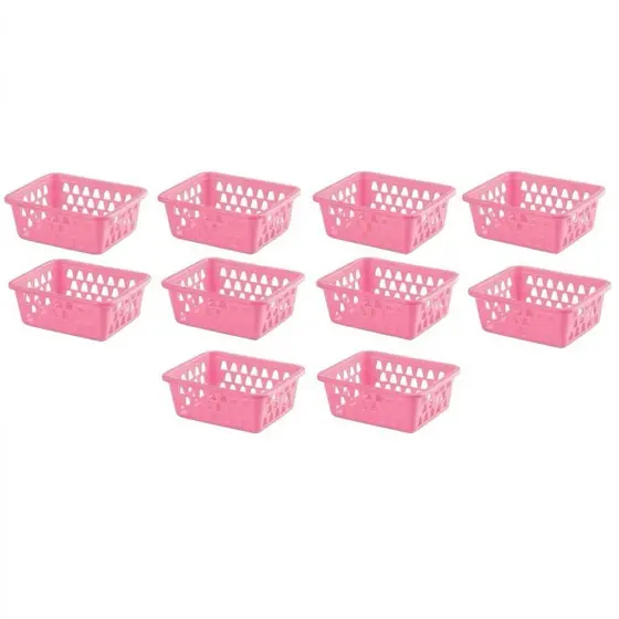 Cestinhas Rosa  menina Organizadores pequenos Multiuso Gaveta, Bebe, Banheiro,Cozinha Kit Com 10UN