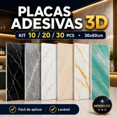 Kit 10/20/30 Placas Adesivas 3d Mármore de Parede Relevo Lavável Realista 30cm x 60cm