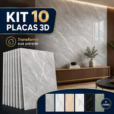 Kit 10 Placas de Parede 3D Adesivas Mármore Auto Colante Relevo Parede Impermeável 30x60cm Lavável