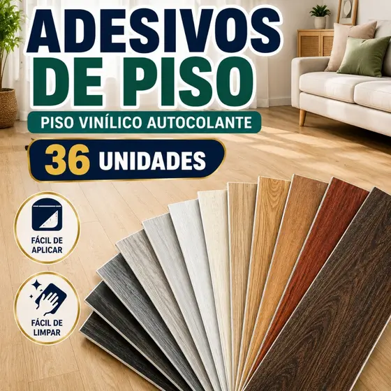 Piso Adesivo Autocolante Vinilico Régua Madeira Manta Resistente Lavável 5m² Antiderrapante