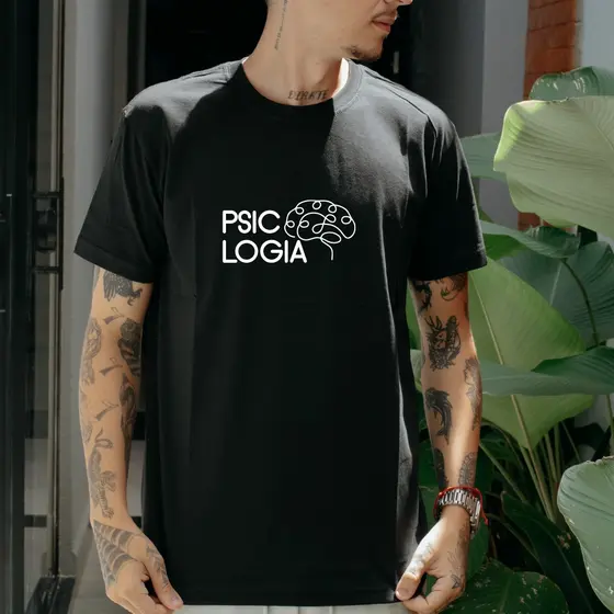 Camiseta Psicologia Estampada 100% Algodão Premium Unissex Curso de Psicologia Camisa Universitária  Gola Redonda