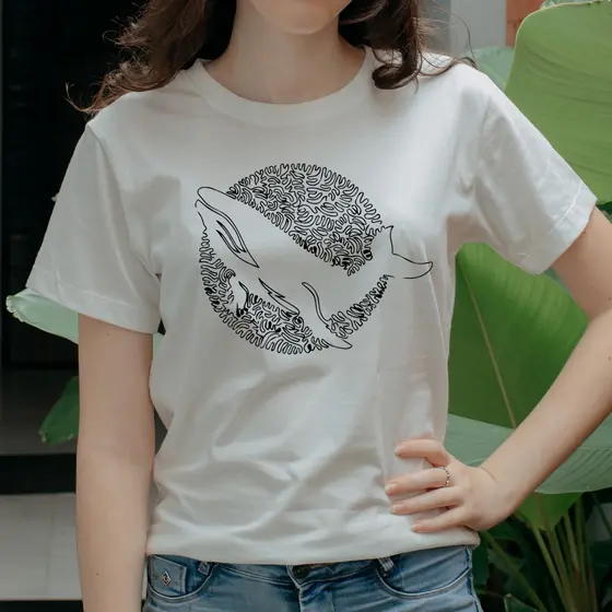 Camiseta Casual 100% Algodão Premium Estampada Baleia 002