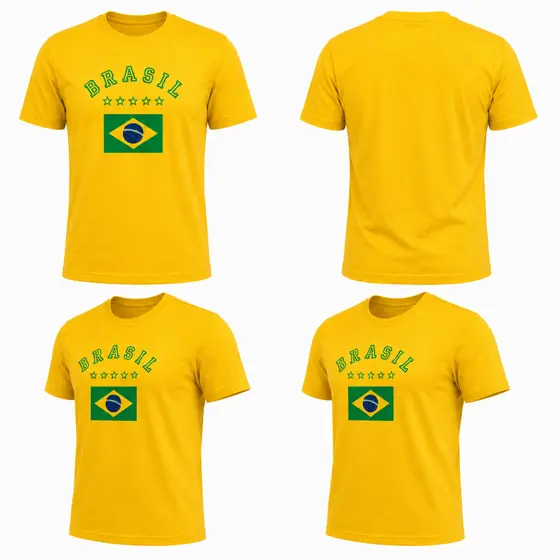 Blusa Brasil Copa 2026 Personalizada Algodão Masculina Torcida Brasil Confortavel