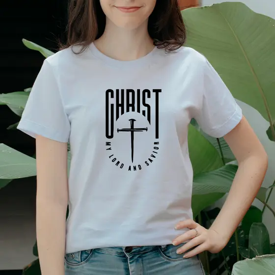 Camiseta Casual 100% Algodão Premium Estampada Cristo
