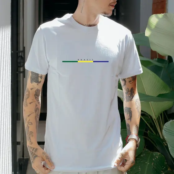 Camiseta Casual 100% Algodão Premium Estampada Minimalista Brasil