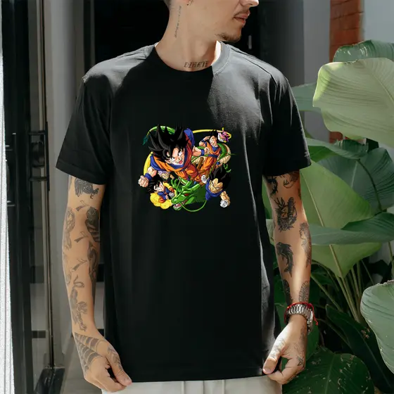 Camiseta Casual 100% Algodão Premium Estampada Dragon Ball
