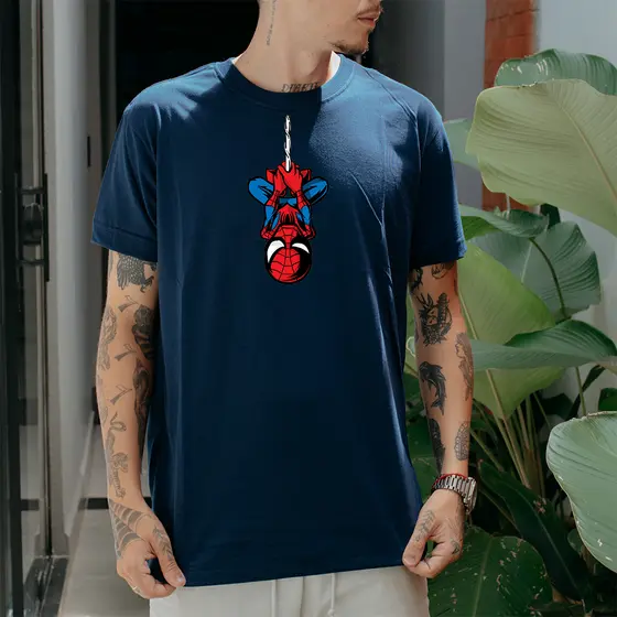 Camiseta Casual 100% Algodão Premium Estampada Homem Aranha Filme Geek Marvel Heroi Tecido Leve Macio