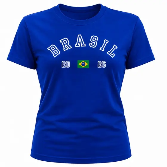 Blusa Brasil Camiseta Seleção da Copa Feminina- Copa do Mundo Verão 100% Algodão