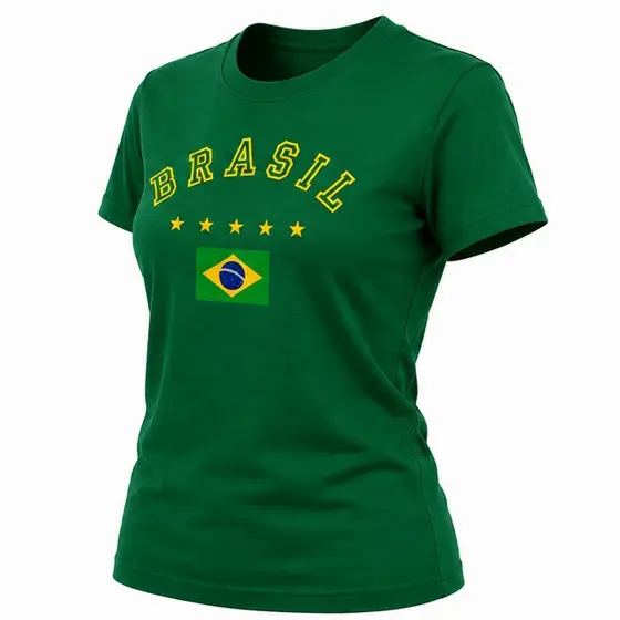 Blusa Brasil Camiseta Seleção da Copa Feminina- Copa do Mundo Verão 100% Algodão