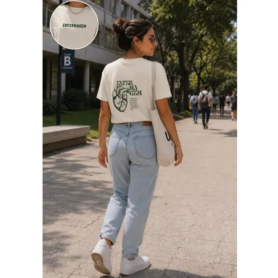 Camiseta Blusa Feminina Estampada Enfermagem 100% Algodão