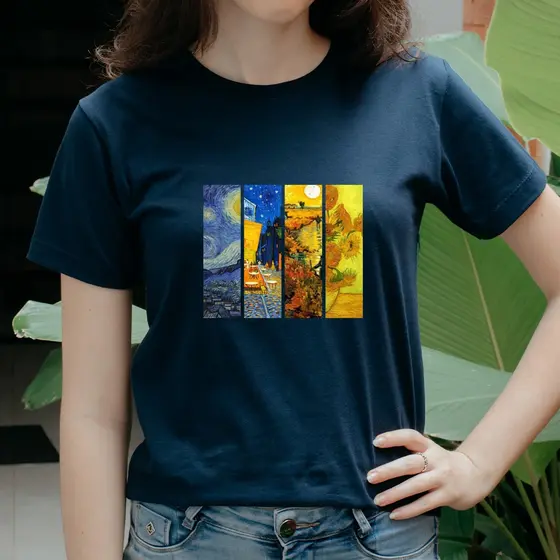 Camiseta Estampada Van Gogh Casual 100% Algodão Premium