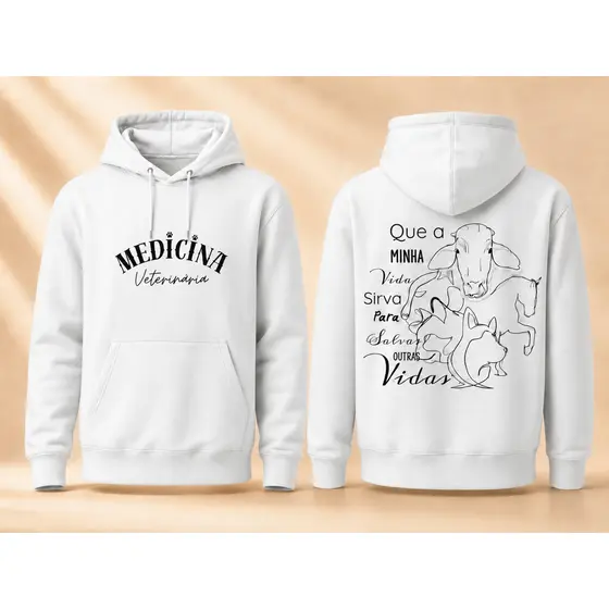 Moletom Blusa Com Capuz Estampa Medicina Veterinária Veterinário Veterinária Premium Casual Inverno Confortável