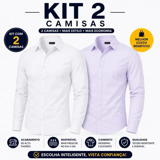 Camisa Social Masculina Slim Fit Toledo Camisaria Premium Manga Longa Elegante Confortável Casual