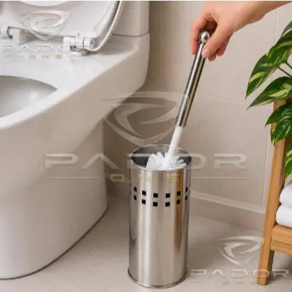 Kit Escova Sanitária Inox com Suporte para Banheiro Porta Escova Vaso Sanitário 25cm