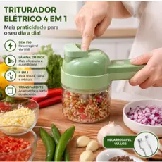 Triturador Eletrico Portatil 4 Em 1 Recarregavel USBMini Processador Alimentos Alho Legumes Temperos