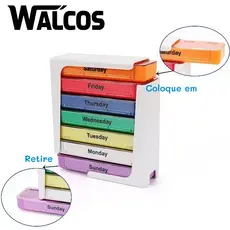 WALCOS Porta Comprimidos Semanal 28 Divisórias – Manhã Tarde Noite
