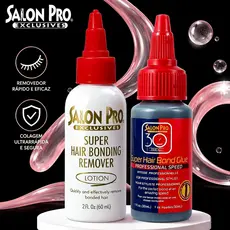 Kit Cola Salon Pro Remover 60ml + Loção Removedor Salon Pro Para Cílios e Extensão Capilar 60ml Profissional Eyelashes