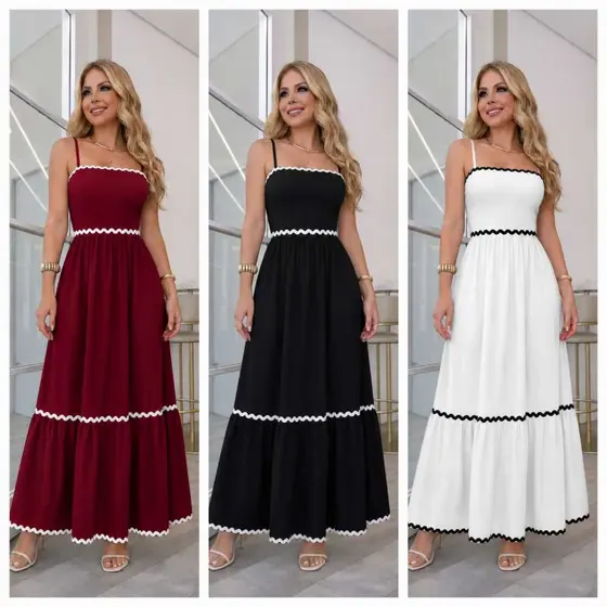 Vestido Longo Feminino Moderno | Costas com Elastex | Look Casual Elegante Tendência 2026