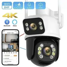 Câmera de Segurança Wi-Fi Dupla Lente IP 360° Full HD Visão Noturna Colorida Resistente à Água IP66 Detecção Humano Áudi