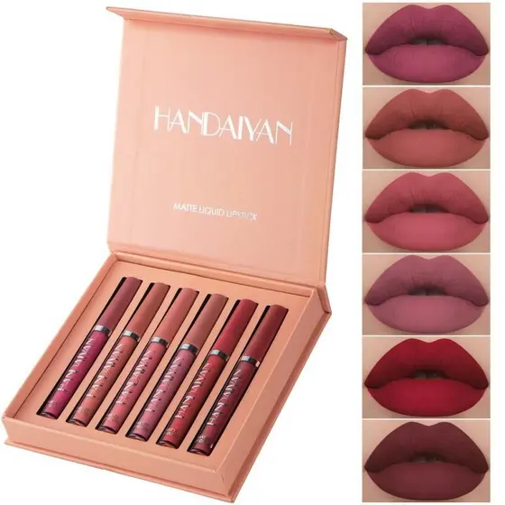 HANDAIYAN Easy Dip Cup Batom líquido 6 peças conjunto de brilho labial