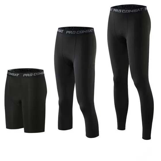 Esportes calças magras homens correndo treinamento de compressão Fitness Wear basquete respirável cortado alta elástica