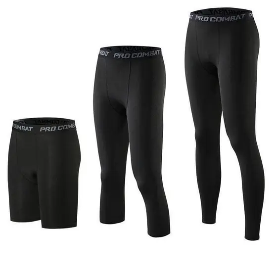 Esportes calças magras homens correndo treinamento de compressão Fitness Wear basquete respirável cortado alta elástica