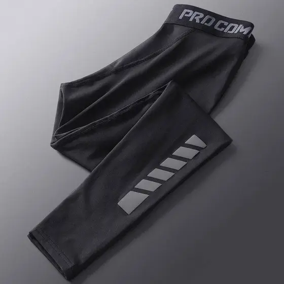 Calças de Fitness masculinas de alta elasticidade de secagem rápida treinamento esportes terno magro basquete pista camp