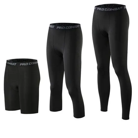 Esportes calças magras homens correndo treinamento de compressão Fitness Wear basquete respirável cortado alta elástica